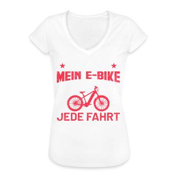 E-Bike | Lustiges Fahrradfahrer Sprüche Geschenk - Frauen Vintage T-Shirt - Weiß - Vorne