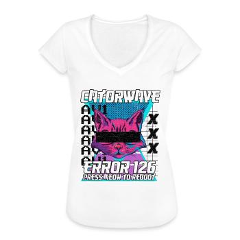 Vaporwave Otaku Cat Manga Japon Cat Retrowave - T-shirt vintage Femme - blanc - Devant - Danielle (179cm)