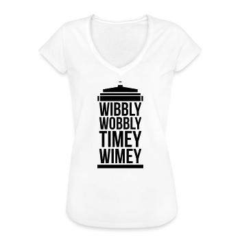 wibbly wobbly timey wimey - T-shirt vintage Femme - blanc - Devant - Danielle (179cm)