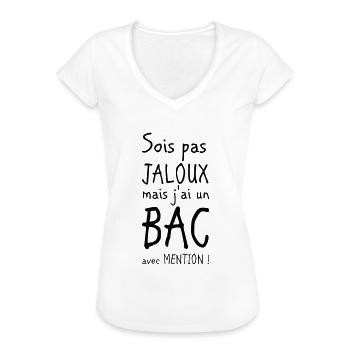 Bac avec mention - T-shirt vintage Femme - blanc - Devant - Danielle (179cm)