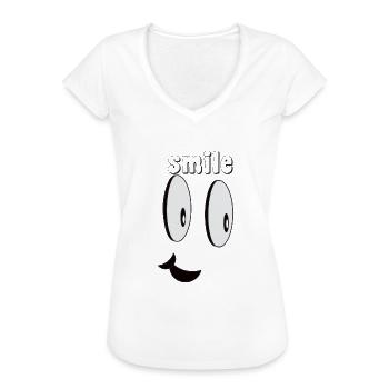 sourire - T-shirt vintage Femme - blanc - Devant - Danielle (179cm)