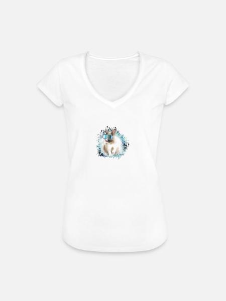 schneehase ,blau,skifahren,ski,hase,schnee - Frauen Vintage T-Shirt - Weiß