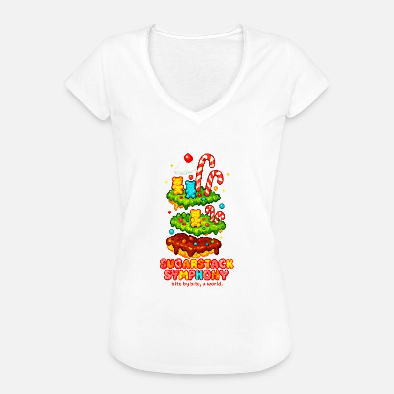 Sugarstack Symphony – Bite by Bite, a World - Women's Vintage T-Shirt - white