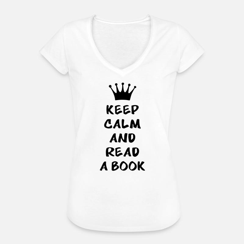 Keep calm and read a book - Dame vintage T-shirt - hvid