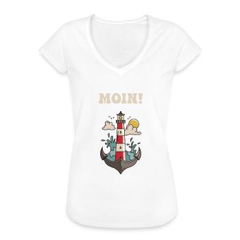 Leuchtturm Anker Moin Nordlicht Nord Meer Kapitän - Frauen Vintage T-Shirt - Weiß - Vorne