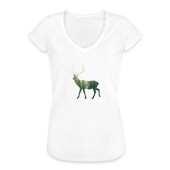 Hirsch - Frauen Vintage T-Shirt - Weiß - Vorne