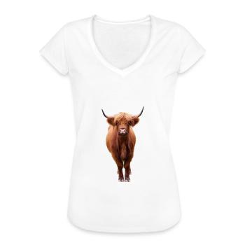Schottisches Hochlandrind - Frauen Vintage T-Shirt - Weiß - Vorne