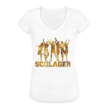 Schlager Retro Disco Mallorca Saufen Party Geschen - Frauen Vintage T-Shirt - Weiß - Vorne