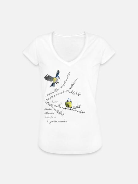 Blaumeise - Frauen Vintage T-Shirt - Weiß