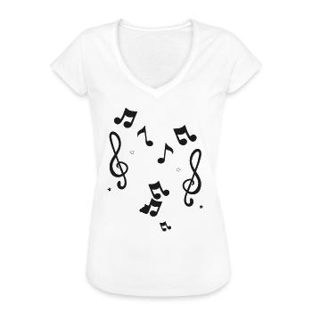 Musique Notes musicales - T-shirt vintage Femme - blanc - Devant - Danielle (179cm)