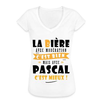 Pascal Bière Cadeau Humour cadeau pascal - T-shirt vintage Femme - blanc - Devant