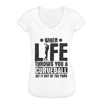 Baseball - Frauen Vintage T-Shirt - Weiß - Vorne - Danielle (179cm)