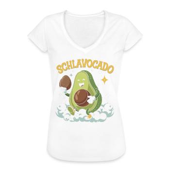 Schlavocado Avocado Offizielles Schlafshirt Schlaf - Frauen Vintage T-Shirt - Weiß - Vorne