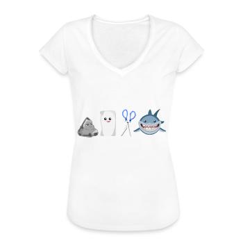Kinder Schere Stein Papier Hai Haie - Frauen Vintage T-Shirt - Weiß - Vorne
