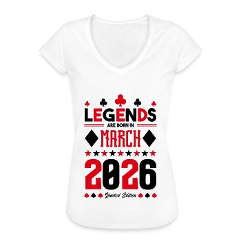 cadeau d'anniversaire Mars 2026. jeux de carte. - T-shirt vintage Femme - blanc - Devant - Danielle (179cm)