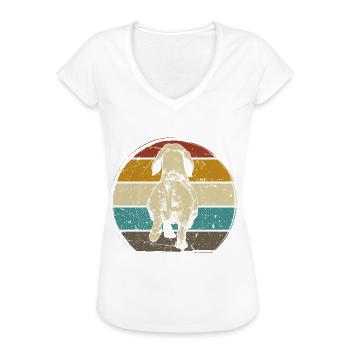 Dackel Hund Zeichnung von hinten Hund retro vintag - Frauen Vintage T-Shirt - Weiß - Vorne