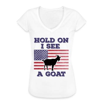 Ziege Amerikanische Flagge Lustiges Originalgeschenk - Frauen Vintage T-Shirt - Weiß - Vorne - Danielle (179cm)