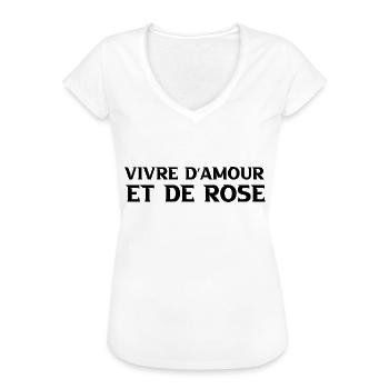 vivre d amour et de rosé - T-shirt vintage Femme - blanc - Devant - Danielle (179cm)
