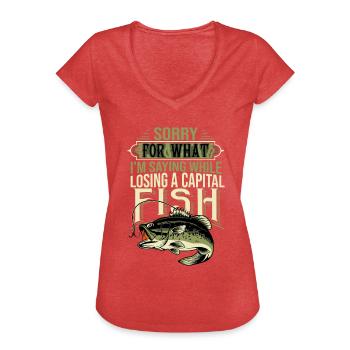 Entschuldigt mein Fluchen - Fisch verlieren - Frauen Vintage T-Shirt - Rot meliert - Vorne - Danielle (179cm)