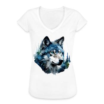Wolf - Frauen Vintage T-Shirt - Weiß - Vorne