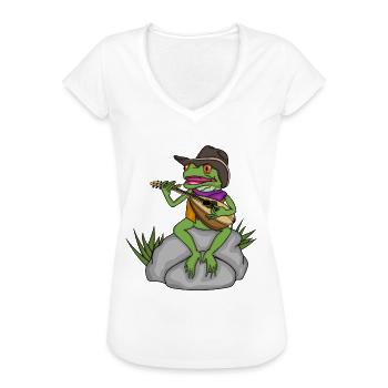 Country Musik Frosch Bluegrass Musik Mandolin - Frauen Vintage T-Shirt - Weiß - Vorne
