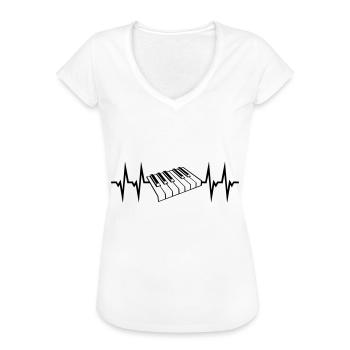 Klavier, Piano Keyboard Herzschlag - Frauen Vintage T-Shirt - Weiß - Vorne - Danielle (179cm)