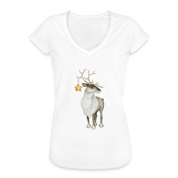 Rentier mit Stern - Frauen Vintage T-Shirt - Weiß - Vorne