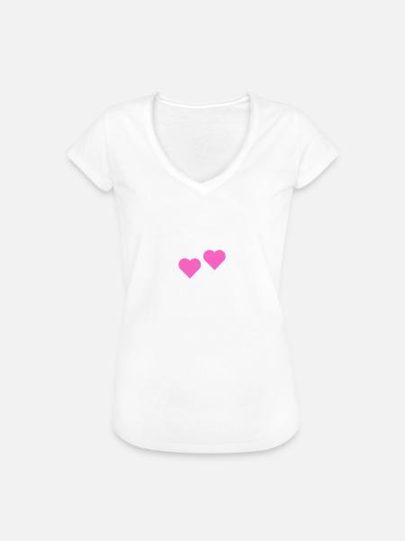 2herzen rosa - Frauen Vintage T-Shirt - Weiß
