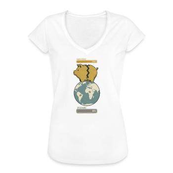 Fernweh vs. Budget - Frauen Vintage T-Shirt - Weiß - Vorne - Danielle (179cm)