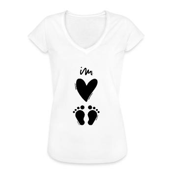 Im Herzen barfuß - barfuss am Strand, im Sand... - Frauen Vintage T-Shirt - Weiß - Vorne