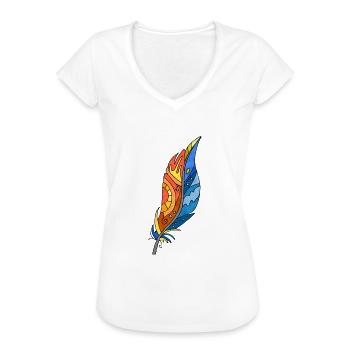 Feder - Frauen Vintage T-Shirt - Weiß - Vorne - Danielle (179cm)