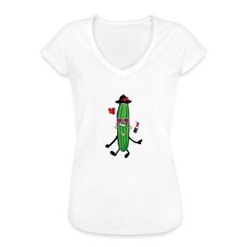 Cucumber,Party Cucumber,Heart,girly,pink, love - Women's Vintage T-Shirt - white - Front - Danielle (179cm)
