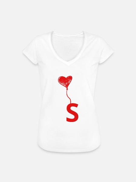 Herz-Buchstaben - Frauen Vintage T-Shirt - Weiß