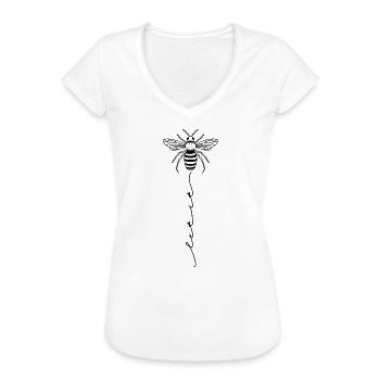 Let it Bee | Bienen Blumenwiese Tiere Sprüche - Frauen Vintage T-Shirt - Weiß - Vorne