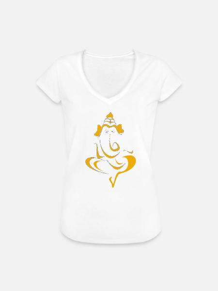 GANESHA ELEFANT - Frauen Vintage T-Shirt - Weiß