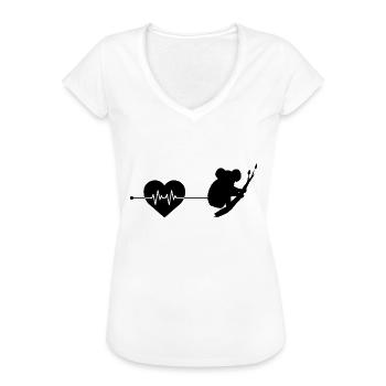 Koala Herzschlag - Frauen Vintage T-Shirt - Weiß - Vorne - Danielle (179cm)