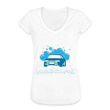 Auto Waschen - Frauen Vintage T-Shirt - Weiß - Vorne