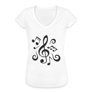 Noten - Frauen Vintage T-Shirt - Weiß - Vorne - Danielle (179cm)
