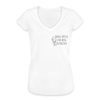 Lustiges Kann Spuren von Wein Enthalten - Frauen Vintage T-Shirt - Weiß - Vorne - Danielle (179cm)