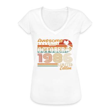 1986 Oktober Vintage - Oktober 1986 - Frauen Vintage T-Shirt - Weiß - Vorne