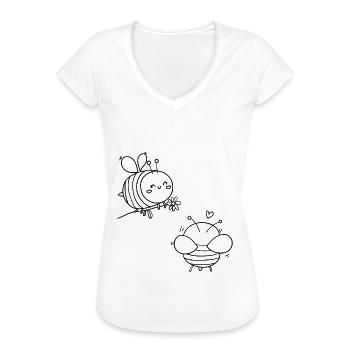 Kinder T-Shirt Ausmalen Biene Design Malen Deko - Frauen Vintage T-Shirt - Weiß - Vorne - Danielle (179cm)