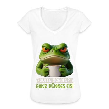 Guten Morgen? Ganz Dünnes Eis Frog Frosch Lustiger - Frauen Vintage T-Shirt - Weiß - Vorne