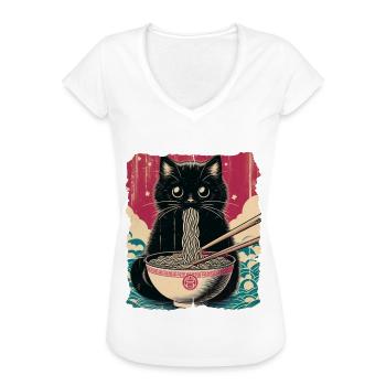 Katzen Ramen Nudel Japaner Anime Manga Kawaii - Frauen Vintage T-Shirt - Weiß - Vorne