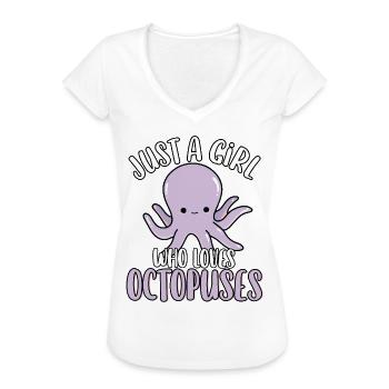 Nur ein Mädchen, das Oktopusse liebt Süße lustige Marine - Frauen Vintage T-Shirt - Weiß - Vorne