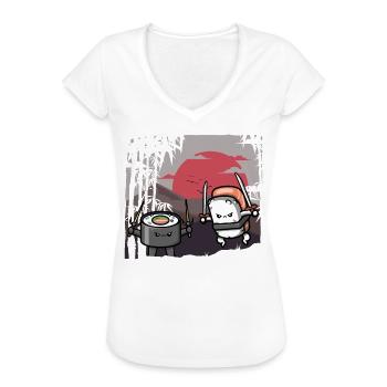 Lustige Sushi Samurai Süße Kawaii Sushi Liebhaber - Frauen Vintage T-Shirt - Weiß - Vorne