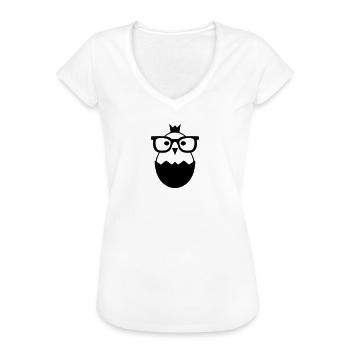 Küken Lunettes Poulet Nerd Oeuf cadeau - T-shirt vintage Femme - blanc - Devant - Danielle (179cm)