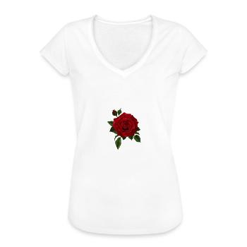 rose rouge - T-shirt vintage Femme - blanc - Devant - Danielle (179cm)