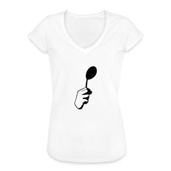 There is no spoon - Frauen Vintage T-Shirt - Weiß - Vorne - Danielle (179cm)
