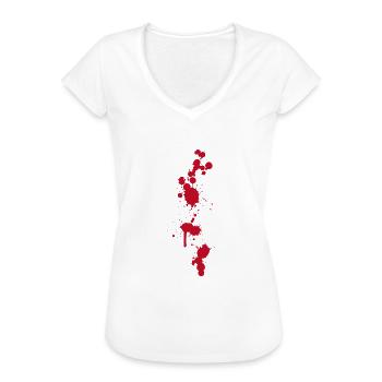 Blood Stain Splashes Halloween Zombies Operating Room Doctor - Women's Vintage T-Shirt - white - Front - Danielle (179cm)