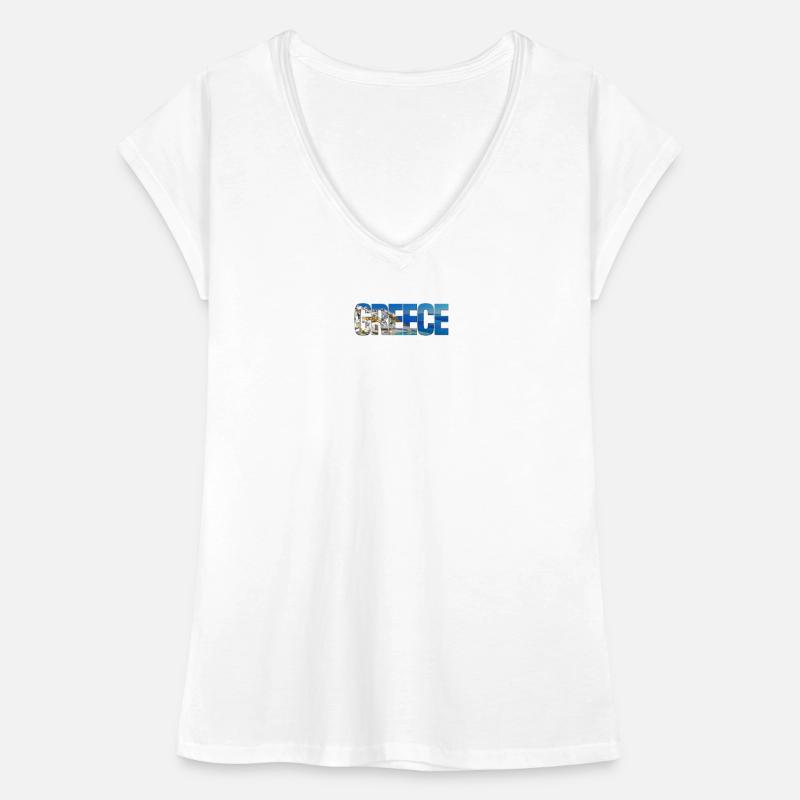 Collage de Panorama Côtier de la Grèce T-shirt vintage Femme
